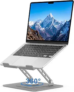 Aoviho Adjustable Laptop Stand for Desk - 360 Rotating Laptop Riser, Ergonomic Computer Stand Foldable Holder Compatible with MacBook Pro/Air, HP, Dell, Lenovo and Tablets Up to 16", Gray