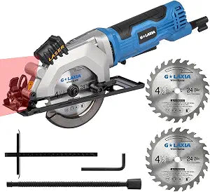 4A Mini Circular Saw Corded with Laser Guide, 2 Saw Blades
