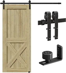 CCJH 6FT/72inch Sliding Barn Door Hardware Kit for Single Door Carbon Steel Black
