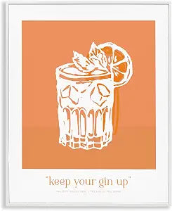 Keep Your Gin Up Cocktail Quote, 16 x 20 Inch Framed Gicle Print