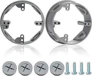 Juexica 2 Pcs 1-1/2 Inch 4 Hole 4 Inch Round Electric Box Extender, 16.5 Cu. in Junction Box Extension Ring, Sealproof Waterproof Ceiling Fan Ceiling Junction Extender (Gray)