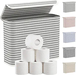 Lifewit 22L Bathroom Toilet Paper Storage Basket with Lid, Gray