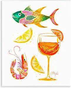 Seafood Spritz Coastal Kitchen, 11 x 14 Inch Mounted Print on Wall Plaque