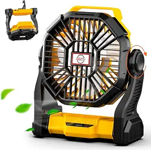 Sendowtek Portable Camping Battery Fan with LED Light 10400mAh