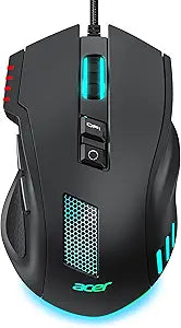 Acer Wired Gaming Mouse, 12,800 DPI RGB Ergonomic Computer Mouse for PC