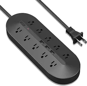 2 Prong Power Strip with 3 USB Ports, 2 Prong to 3 Prong Outlet Adapter, 6.6ft Extension Cord, 5V 3.4A USB, 2 Prong Surge Protector Black