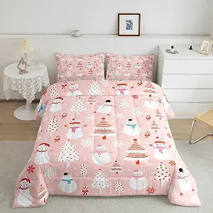 Feelyou Christmas Tree Snowman Dots Comforter Set Twin Size Kids Boys Girls
