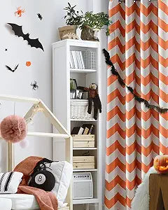 Melodieux Fashion Chevron Curtains for Living Room Dining Room, Darkening Blackout Grommet Top Window Drapes Soundproof Thermal Insulated for Bedroom, 63 Inches Long, 52 by 63 Inch, Orange (1 Panel)