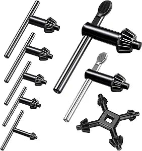 8Pcs Universal 4 in 1 Drill Chuck Key Wrench and 3/4" 5/8" 1/2" 3/8" 1/4" 5/32" T-Handle Keyless Chuck Drill Press for Electric Drill Clamping Tool