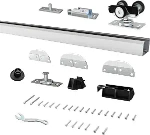 28" Bifold Door Hardware Kit for 2 Doors,Aluminum Sliding Barn Door Hardware Top Mounted for Bathroom, Bedroom, Storeroom, Living Room