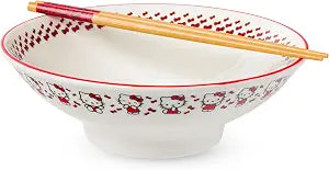Silver Buffalo Sanrio Hello Kitty Red, Ramen Bowl with Chopsticks, 30oz