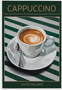 Cappuccino Coffee Striped, 13 x 19 Inch Mounted Print on Wall Plaque