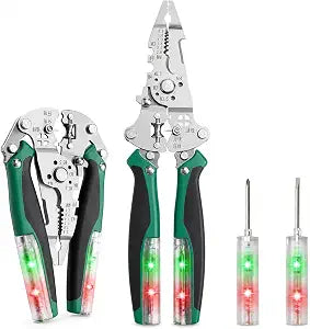 16-in-1 Foldable Wire Stripper with 12250V Electrical Plier Tester, Crimper and Screw Cutter, Multi-Function Electrician Tools for Wire Cutting, Stripping, Home Wiring and DIY Projects