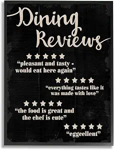 Funny Kitchen Dining Reviews Word Art, 16 x 20 Inch Framed Gicle Print