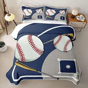 Feelyou Baseball Quilt Set Twin Size Kids Boys Girls