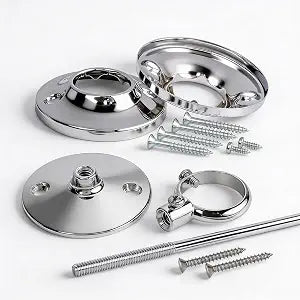 HIGHCRAFT Shower Rod Mounting Kit for L-Shaped and U-Shaped Shower Curtain Rods, Fits 1 OD Rods, Chrome Plated