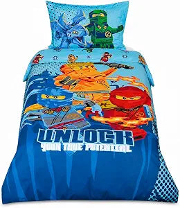 Bioworld LEGO Ninjago Smash Single Duvet for Kids Blue Polyester Bedding