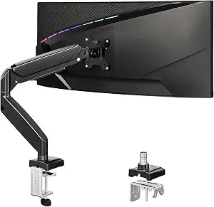 Single Monitor Desk Mount, 19-34 inch Adjustable Full Motion Monitor Arm, Computer Monitor Stand Holder with Clamp and Grommet Base, Fits 4.4 to 19.8lbs Screens, VESA Mount Bracket, Black