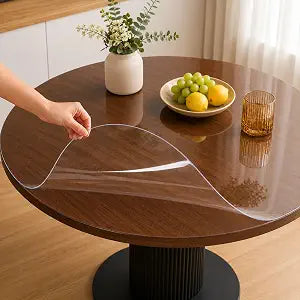 Round Clear Table Protector, 45" Round, 1.5mm Thick, Clear Vinyl Table Cover, Scratch Resistant, Dining Room Table Cover