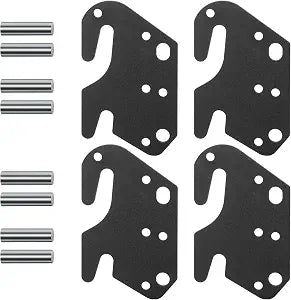 4 PCS Universal Wood Bed Rail Hook Plates for Headboard Footboard Bed Frame Bracket, Wooden Bed Hook On Bed Rails with Mounting Hardware, Black