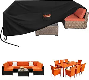 Kovshuiwe 106" Lx106 Wx28 H Square Patio Heavy Duty Table Cover,600D Oxford
