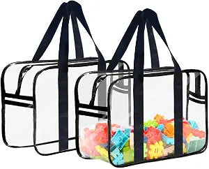 Clear Toy Storage Bag with Zipper - Organizing Bag with Handles (2,X-Large)