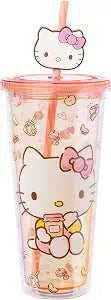 Silver Buffalo Sanrio Hello Kitty Apples Cinnamon, Plastic Cold Cup, 24oz