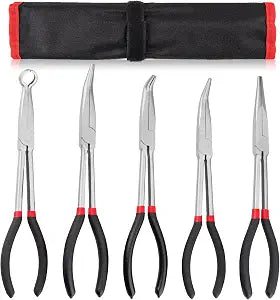 5Pcs Bent Nose Pliers 11 Inch Extra Long Needle Nose Pliers Set