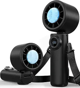 Portable Handheld Turbo Fan with Ice Cooling, 100 Levels Stepless Speed, 15H Long Battery Life, 10500RPM Turbo Fan Rechargeable Personal Mini Fan for Travel, Outdoor, Makeup