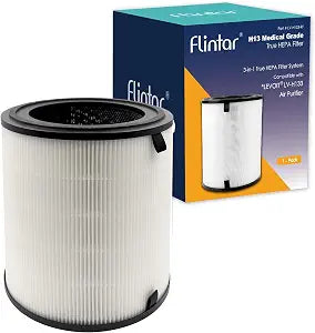LV-H133 Replacement Filter, Made in Taiwan, Compatible with LEVOIT LV-H133 Tower Air Purifier, H13 Grade Filtration & Activated Carbon Filter Set, Part Number LV-H133-RF
