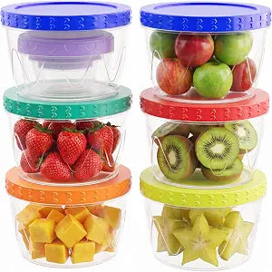 9 Pack- 17/10/5/2.7oz Reusable Freezer Storage Containers, Airtight Plastic Food Sauce Salad Dressing Storage Containers with Twist Top Lids, BPA Free, Stackable, Leakproof, Microwave/Dishwasher Safe
