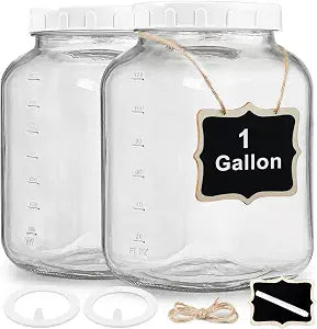 Folinstall 1 Gallon Glass Jars with Lid, Large Mason Jar, 4.3" Wide Mouth