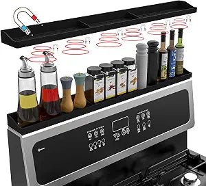 Stove Top Shelf 30 Inch - Silicone Material Magnetic Shelf for Stove -Black