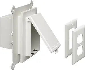 Arlington DBVS1W-1 Low Profile IN BOX Recessed Outlet Box Wall Plate Kit for New Vinyl Siding Construction, Vertical, 1-Gang, White