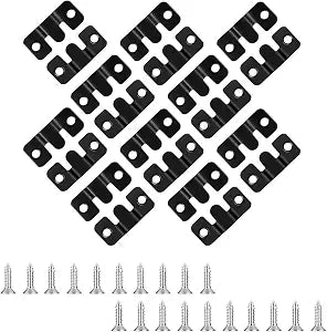 20 Pack Black Flush Mount Bracket 1.73x0.75 inch Stainless Steel interlocking Hanging Buckle Heavy Duty Photo Frame Hook Z Clip French Cleat Picture Hanger Headboard Wall Mounting Brackets with Screws