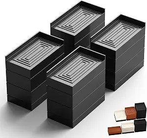 Furniture Risers, Tclouda Bed/Sofa/Desk/Table/Chair Leg/Fridge Lifts to 1.5, 3 and 4 in, Rectangle Adjustable Risers Blocks for Extenders, Heavy Duty Supports Up to 1300 Lbs, 4 in-Black-Rectangle