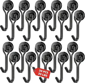 Ninth Five 20Pack Magnetic Hooks, 20lbs+ Magnet Hooks for Cruise Cabin Ship