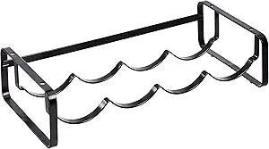Amazon Basics Tabletop Stackable 4-Bottle Metal Wine Rack, Wine Storage, Space Saving, No Assembly Required, 3.74"D x 15.75"W x 7.87"H, Black