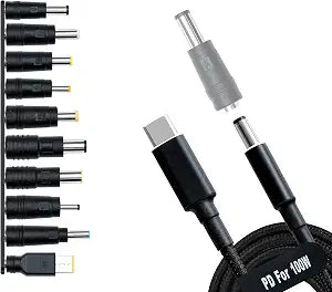 USB C to DC Adapters 10PCS Power Plug Kit,100W PD Power Cable&5.5x2.1 Jack