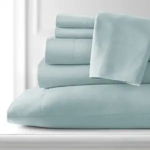 Twin XL Cotton Jersey Sheet Set, Soft & Comfy, Hospital, Mint Blue