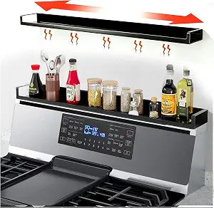 4X Strong Magnetic Stove Top Shelf, Adjustable 15-30 Inches, Matte Black