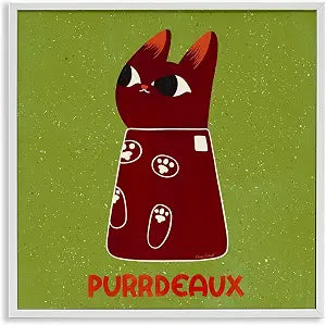 Purrdeaux Feline Wine Cat Humor, 17 x 17 Inch Framed Gicle Print