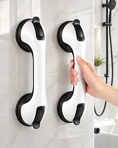 Grab Bars for Shower, Suction Shower Handles for Seniors, 2-Pack, White