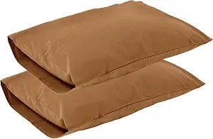 Cotton Linen Pillowcases Set of 2, Standard 20x26, Caramel