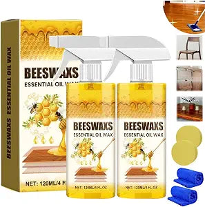 2PCS Beeswax Wood Polish Spray,Beeswaxs Essential Oil Wax,Multi-Purpose Furniture Beeswax Wood Polish,Wood Cleaner Repairing and Care Spray,Restores Shine & Removes Scratches