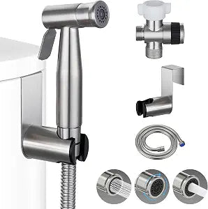 Mbillion Brushed Steel Handheld Toilet Bidet Sprayer Kit