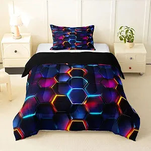 Feelyou Honeycomb Comforter Set Twin Size Bedding Set