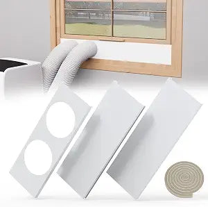 Portable Air Conditioner Window Kit, AC Daul Hose Window Seal Plates Kit for Dual Hose Portable Air Conditioner with 5.9" Exhaust Hose, Window Vent Kit with Foam Seal Tape for Good Sealing