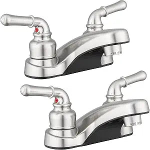 Pacific Bay Lynden Bathroom Sink Faucet, Plated ABS (Satin Nickel) 2 Pack