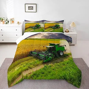 jejeloiu Tractor Comforter Set Queen Size Bedding Set